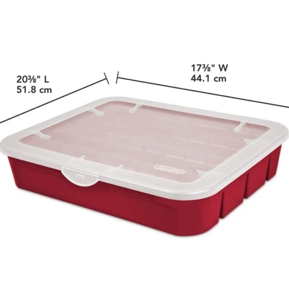 NEW Sterilite Red Ornament Storage Box Limited Holiday Edition